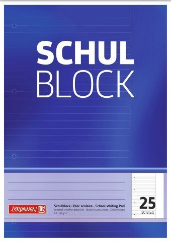 papieto Schulblock/Schreibblock (Din A4-50 Blatt/gelocht) LINEATUR FREI WÄHLBAR (Lineatur 25)