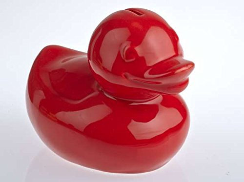 by-Bers Duck-O-Bert, Sparente in rot, Spardose handgearbeitet aus Keramik