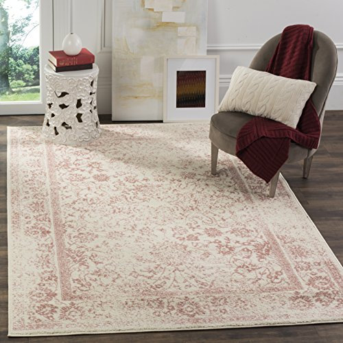 Safavieh Adirondack Collection Tapis Vintage à Poils Courts pour Salon, Salle à Manger, Chambre à Coucher Ivoire et Rose 122 x 183 cm