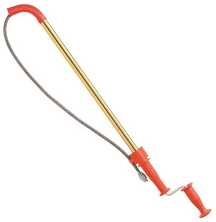 RIDGID 59802 K-6 DH WC-Schnecke, 1,8 m, WC-Schnecke mit Fallkopf, um verstopfte Toiletten mit harten Winkeln zu beseitigen, Edelstahl, Rot