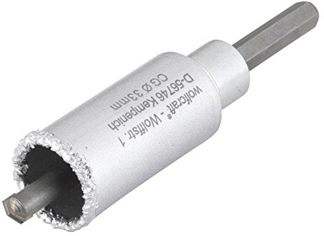 wolfcraft Corona de perforación recubierta de carburo de tungsteno, con adaptador I 3893000 I Para instalaciones sanitarias y eléctricas en paredes de ladrillo y piedra; profundidad de corte: 55 mm