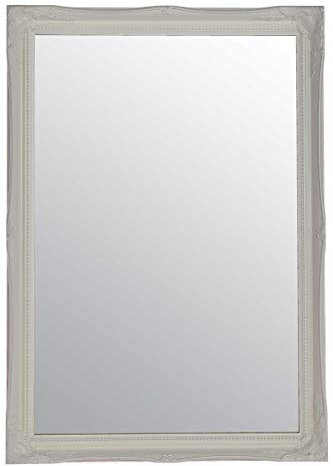 MirrorOutlet Qualité Ornate Blanc géant Bois 7,6 cm Grandes Tailles 5 Couleurs Cadre Uniquement en Verre ou Plastique, Bois Dense, Blanc, 61x51