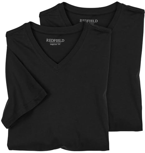 Redfield 2er-Pack XXL T-Shirts schwarz V-Ausschnitt