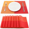 SueH Design Gewebte Platzsets Tischsets 8er Set Vinyl Hitzebeständig Platzdeckchen Antifouling und Waschbar 45 cm * 30 cm, Rot