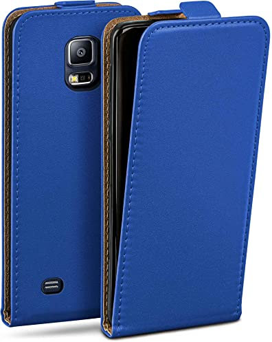 moex Flip Case für Samsung Galaxy S5 / S5 Neo Hülle klappbar mit 360 Grad Schutz, Handyhülle mit Displayschutz, PU Leder Handytasche Lederhülle, Flip Case Cover Klapphülle, Dunkelblau