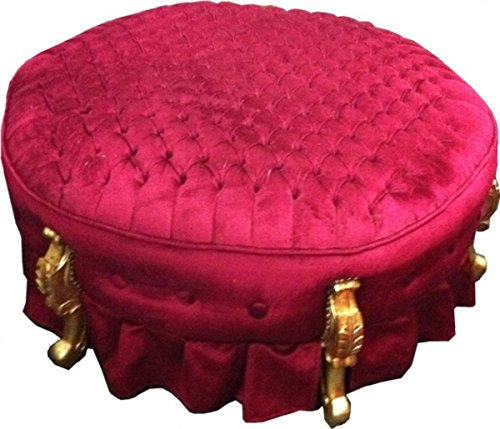 Casa Padrino Riesiger Barock Rundhocker Hocker Bordeaux/Gold