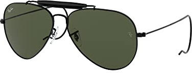 Ray-Ban Naturbursche Aviator Sonnenbrille in schwarz RB3030 L9500 58 58 Crystal Green