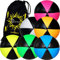 Flames 'N Games Astrax UV Thud Jonglierbälle Set mit 5 Stück (Schwarz/UV-Blau) Pro 6 Panel Leder Jonglierball Set & Reisetasche