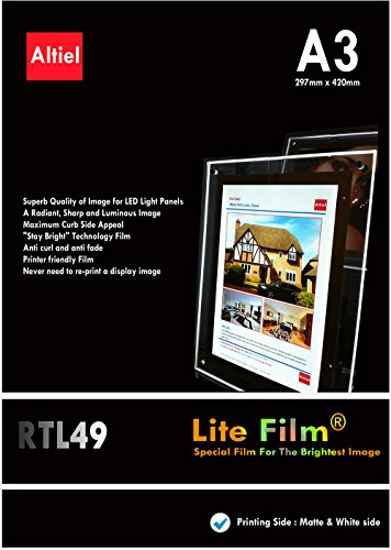 RTL49–10 feuilles A3 – Papier rétroélairé haute qualité/Lite Film® pour éclairage LED, boîte lumineuse, panneaux lumineux pour les copieurs laser et les imprimantes à jet d'encre