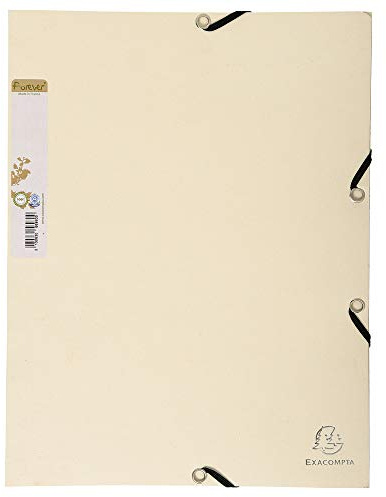 Exacompta 56986SE Einschlagmappe Forever. Aus extra starkem Recycling-Karton mit 3 Innenklappen und 2 Gummizügen DIN A4 Juris-Mappe Sammelmappe für Büro und Schule sand