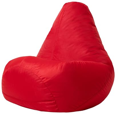 Bean Bag Bazaar Outdoor Kids Bean Bag, Red, Water Resistant Fabric, Gaming Chair for Kids, Indoor Outdoor Beanbag with Filling Included, Childs Chair ideal for Bedroom, Playroom, Garden
