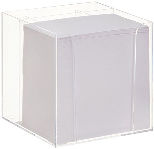 Notizbox M. Stifthalter Glasklar, Papier Weiss