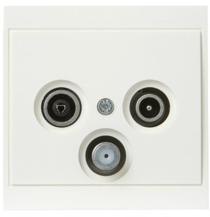 Kopp 916101081 Malta Antennensteckdose mit DREI Ausgängen, TV/RF/SAT, Einzel- und Enddose, Weiß