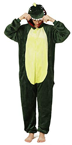 Yimidear® Unisexe Hot Adulte Pyjamas Cosplay Costume d'animal Onesie de Nuit de Nuit,S,Dinosaur(vert)