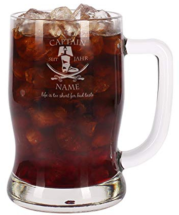 Leonardo Rum Glas Krug - Captain - mit Gratis Gravur des Namens u. Geburtsjahr 0,5l