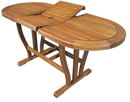 AC805078DB Table de jardin extensible en bois d'acacia blond et bord double