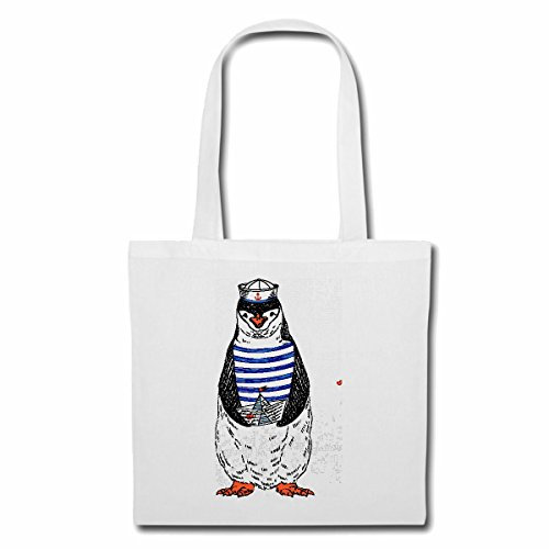 Reifen-Markt Tasche Umhängetasche SÜSSER PINGUIN IN MATROSEN UNIFORM PINGUINE VOGEL SEEVOGEL SEEVÖGEL PINGUINARTEN Einkaufstasche Schulbeutel Turnbeutel in Weiß