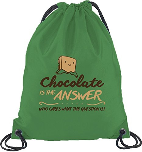 Shirtstreet24, Chocolate Is The Answer, Turnbeutel Rucksack Sport Beutel, Größe: onesize,Kelly Green