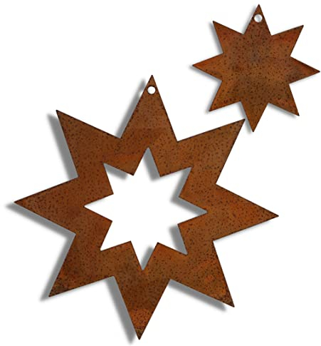 Rostikal Weihnachtsdeko Sterne Set 15 cm und 7 cm Fensterdeko Weihnachten Rost Deko Stern