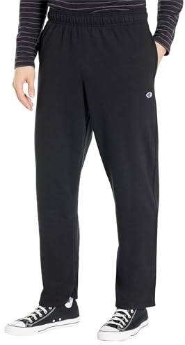 Champion Herren Powerblend fleece broek met open onderkant Hose, Schwarz, M EU