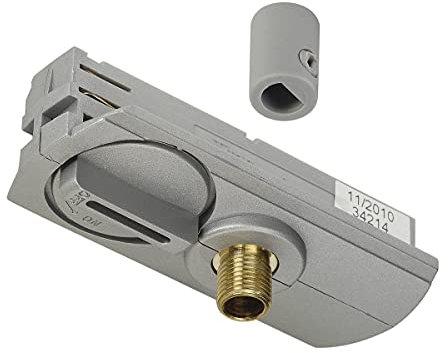 SLV 1-Phasen Pendelleuchtenadapter inklusive Zugentlastung und Gewindestück, silbergrau 143124, Grau