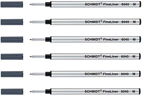 Schmidt: Fineliner-Mine (mit Feder) 6040, Farbe: schwarz, 6er-Set.