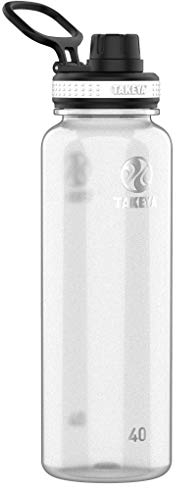 Takeya Tritan Wasserflasche mit Auslaufdeckel, langlebige spülmaschinenfeste Wasserflasche, einfache, moderne Flasche, wiederverwendbare Wasserflasche mit auslaufsicherem Deckel, 1,2 l, transparent