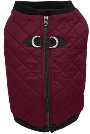 Gooby Fashion Zip Up Dog Bomber Vest - Purple, X-Large - Warm Winter Water Resistant Sweater with Dual D Ring Leash - Small to Medium Dogs Boy or Girl