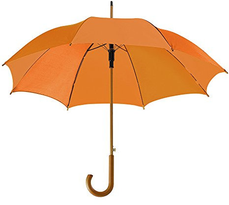 eBuyGB Automatic Opening Classic Wooden Crook Handle Large Umbrella Rainproof for Men and Women Umbrella Windproof Strong - Orange 41.5 Inch / 105cm Span 90cm Length