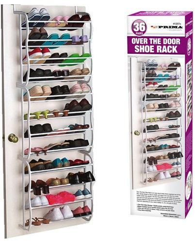 BARGAINS-GALORE 36 Pair Over The Door Hanging Shoe Hook Shelf - Holder,closet, Room, Bedroom, Home, Storage Organiser| Space Saving, Boots, Durable, Strong