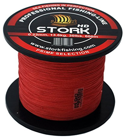Stork HD, 4-Fach geflochtene Angelschnur 600m (Rot, 15 lbs / 6.8kg / 0.15 mm)