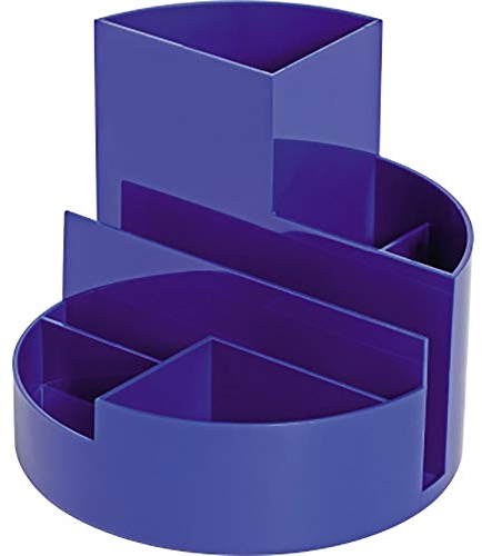Maul Schreibtisch Organizer MAULrundbox Ø14x12,5cm | Organizer mit 6 Fächern | Stiftehalter für Stifte, Marker und Schere | Stifte Organizer für Büro und Schreibtisch | Blau