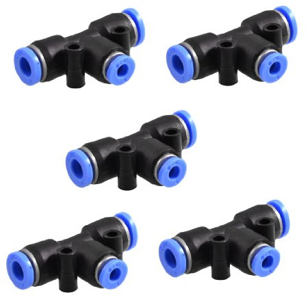 Sourcingmap 5 Pcs 6mm to 4mm Quick Joint Air Pneumatic T Shaped Push in Fittings