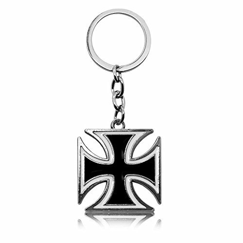 tumundo 1 ou 4 Porte-Clés Keyring Voiture Key Pendentif Acier Clé Key Chain Keyfob Anneau De Clés Croix Rouge Blanc Noir, varianté:Variante 3