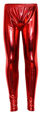 A2Z 4 Kids Girls Leggings Metallic Shiny Disco Fashion - Metalic Legging Red 11-12