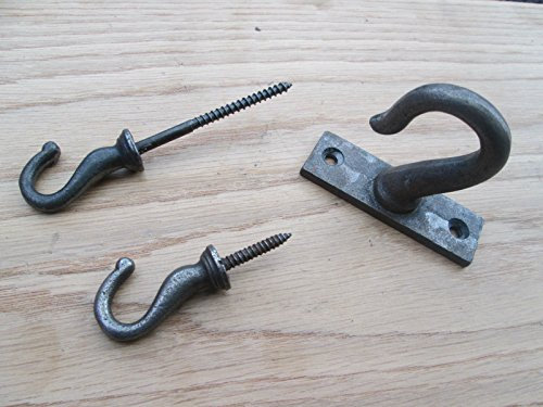 IRONMONGERY WORLD® CAST Iron Ceiling Hook Light Chandelier Hooks Plant Hanging Basket Hanger Hook (Small Screw)