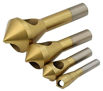 Preamer Lot de 4 forets à ébavurer en titane 90 degrés avec trou