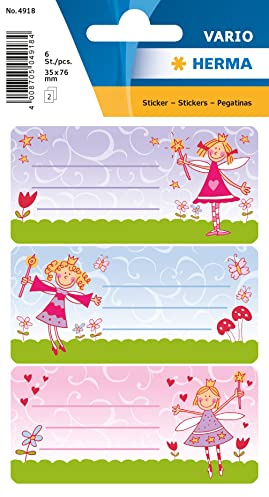 HERMA 4918 Princess Book Labels Self-Adhesive School Labels for Children, Girls and Boys, 6 School Labels