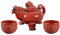 Aricola Teeservice Roter Drache. Teekanne 800ml und Zwei Teecups 160ml mit Drachenmotiv.