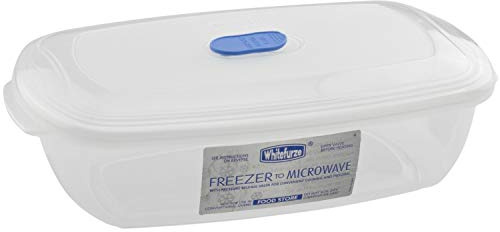 Whitefurze Freezer Microwave Rectangular Food Staorge Box, 1 Litre, Pack of 2