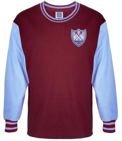 Score Draw West Ham United 1964 FA Cup Final Retro Shirt Claret/Sky Medium Cotton