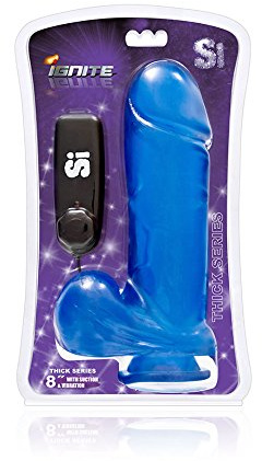 Si Ignite realistischer, flexibler Vibrator mit Saugnapf und Hoden, extra dick, Sexspielzeug, Sextoy, XXL Penis, 20 cm, blau