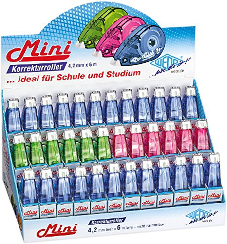 WEDO 257 0420699 Korrekturroller Mini, 4,2 mm x 6 m, farbig sortiert
