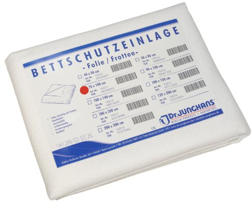 Dr. Junghans Medical 10211 Matratzen-/Nässeschutz Bettschutzeinlage, Folie/Frottee, 70 x 100 cm