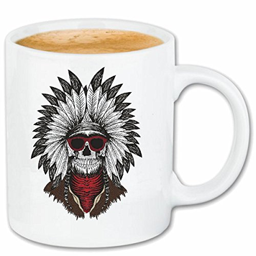 Reifen-Markt Kaffeetasse INDIANER INDIANER HÄUPTLING Indianer WESTERN INDIANS Keramik 330 ml in Weiß