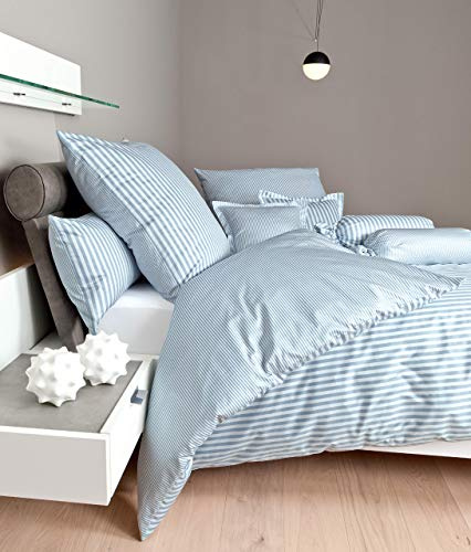 Janine 3912 Mako Seidensatin Wendebettwäsche modernclassic 40x80 cm perlblau