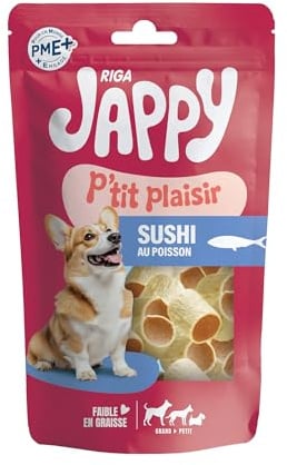 Riga - Chick'Os Sushi - Leckerbissen für Hunde Reich an Hänchen, Fisch und Eiern - Proteinquelle - Fettarm - 100g-Packung