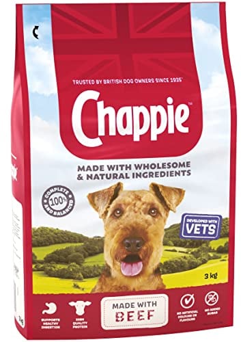 Chappie - Dry Dog Food for Adult Dogs - with Beef and Wholegrain Cereal - 3 kg