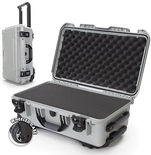 NANUK 935 Hard Case with Cubed Foam for Camera & Lenses – Waterproof Protective Equipment Case with Wheels, 22” x 14” x 9” – Dustproof and Impact Resistant, Carry-On Approved for Most Airlines–Silver