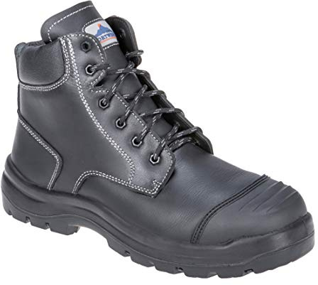 Portwest FD10 Steel Leather Mid Boot Cold Insulation Water Resistant Upper | Black, 13, S3 EN ISO 20345, Anti-Static Footwear, Protective Scuff Cap, Moisture Wicking Inner Lining, Dual Density